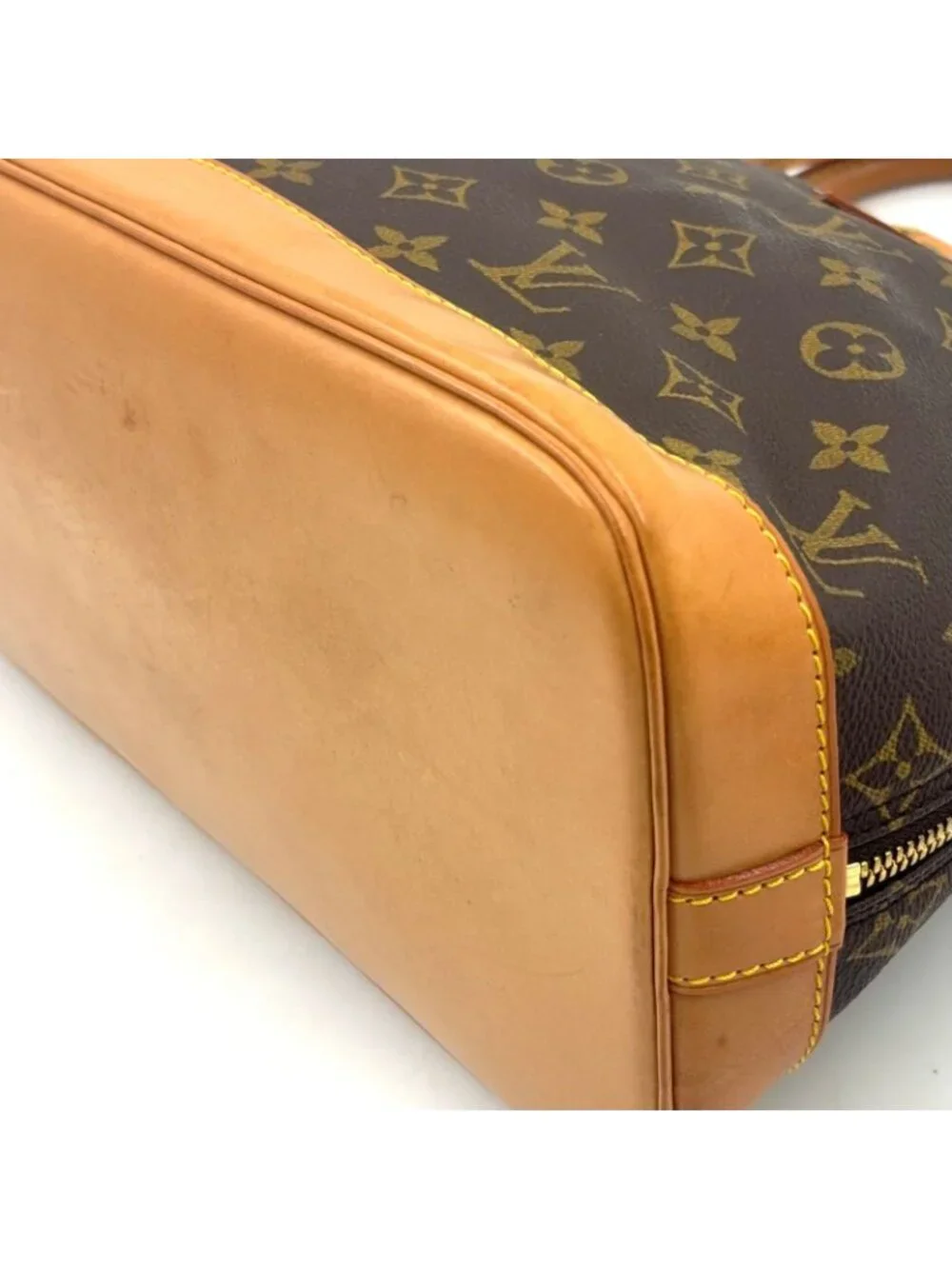 Louis Vuitton Alma PM Monogram Leather Brown Light Handbag Gold